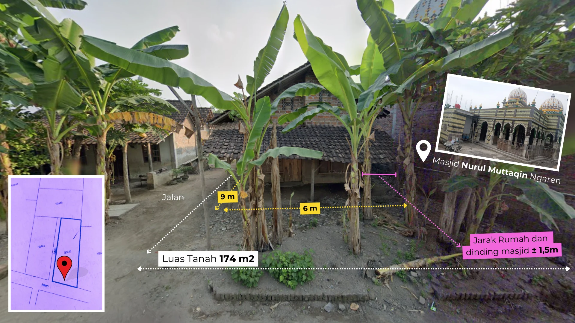Tanah Klaten Pedan Luas 174 m2